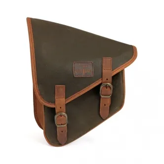 Long Ride Waxed Cotton Swingarm Bag Including Mounting Straps, Left Side in Khaki Finish For 1984-2017 Softail Models (ARM504689)