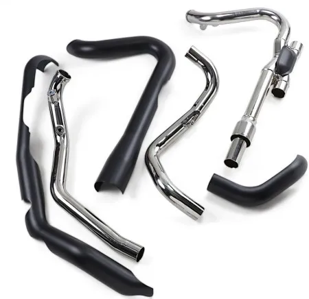 Cobra Powerport Headpipes With Dual Bungs With Black Heat Shields For Harley Davidson 2017-2023 Touring Models (6255DBRB)