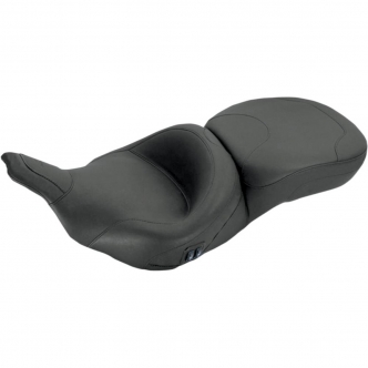 Mustang Heated Seat Smooth Plain Style Rear Black Synthetic Leather For 1999-2007 FLHT/FLTR Models (76653)