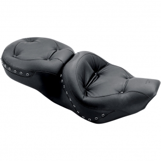 Mustang Seat Ultra Vinyl 2-Up, Pillow Top Studded 17 Inch W x 14 inch W Front, Rear Black For 1999-2007 FLHR, 2006-2007 FLHX (Except FLHRS) Models (75466)