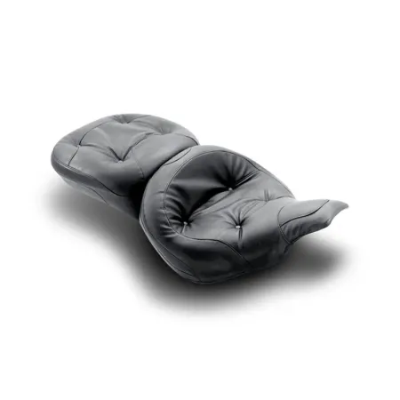 Mustang Seat Ultra Vinyl 2-Up Pillow Top Smooth 18 Inch W x 15 Inch W Front, Rear Black For 1999-2007 FLHT/FLTR Models (75537)