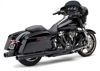 Cobra 4 Inch Dual Cut Mufflers In Black With Contrast Cut Tip For 2017-2024 Harley Davidson Touring Models (6267RB)