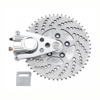 Kustom Tech Sprocket Brake Kit, Chopper Style, Drilled 51 Tooth in Polished Finish With Polished Caliper (03-400)