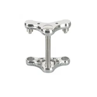 Kustom Tech Narrow Glide 39mm Triple Tree with 0 degree rake and hidden fork tube for Harley-Davidson XL, FXR and FXD models, Chopper and Custom Motorcycles in Polished Finish (14-030)