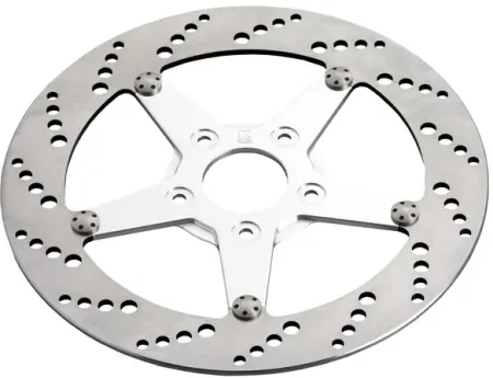 Kustom Tech 11.5 Inch Rear Left Rotor Drilled Brake Disc/Rotor Up Until 1999 Harley-Davidson, Custom and Chopper Motorcycle (16-023)