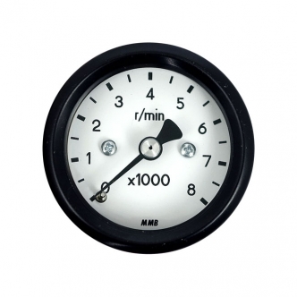 MMB Ultra Mini Tachometer Basic 8000 RPM Black Housing, White Face Plate, Blue Illuminated (ARM660049)