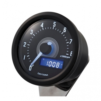 Doss Velona Tachometer 8000 RPM in Black Housing, White LED Illumination (ARM351015)