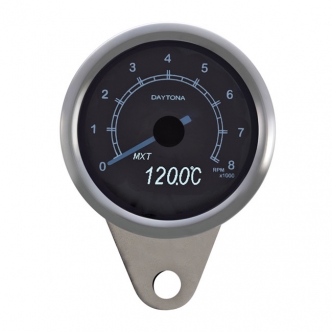 Doss Velona 60mm Tachometer 8000 RPM White LED Illumination in Stainless Steel Finish (ARM994009)