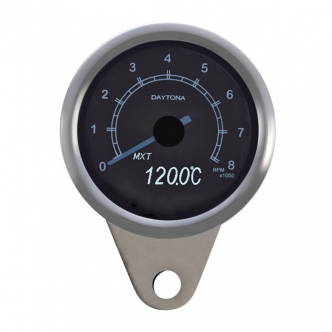 Doss Velona 60mm Tachometer 8000 RPM White LED Illumination in Stainless Steel Finish (ARM994009)