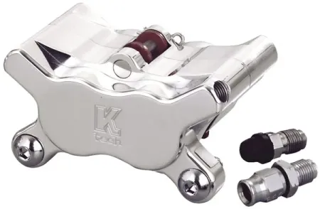 Kustom Tech 4 Piston Caliper In Polished For Harley-Davidson, Chopper and Custom Motorcycles (03-030)