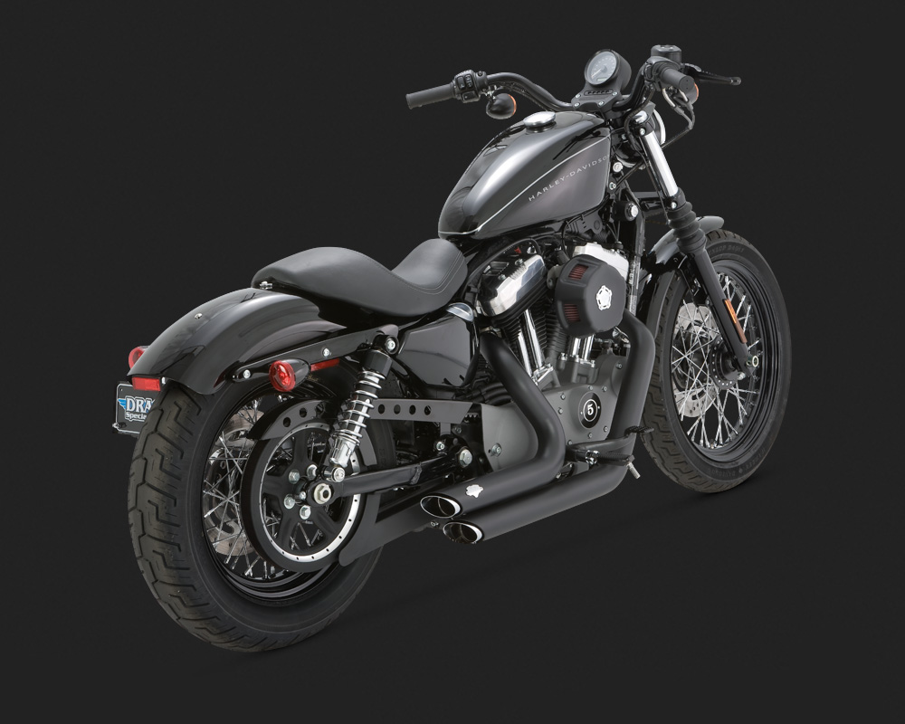 Vance Hines Shortshots Staggered In Black For Harley Davidson