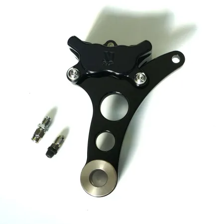  Kustom Tech 4 Piston Caliper and Bracket with Springer Fork In Black For Left Side 3/4 Inch Axle (03-117)