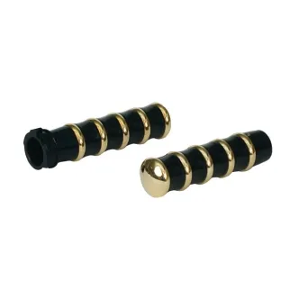 Kustom Tech Vintage Grips in Black and Brass For External Throttle (06-037)