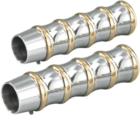 Kustom Tech Vintage Grips in Polished Aluminium and Brass For Internal Throttle (06-030)