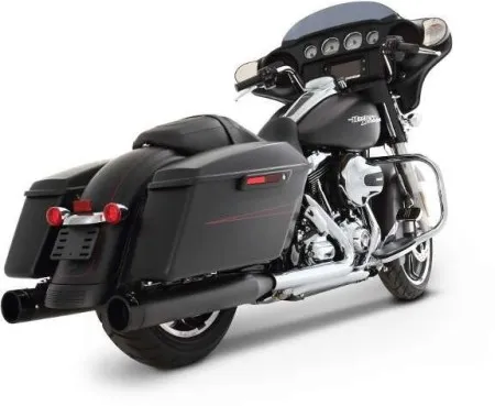 Rinehart Racing 4 Inch Slip-Ons In Black Finish With Black End Caps For Harley Davidson 2017-2022 Touring Motorcycles (500-0107) 