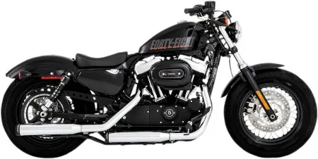 Rinehart Racing 3 Inch Slip-Ons In Chrome With Black Straight End Caps For Harley Davidson 2014-2020 Sportster Motorcycles (500-0400)