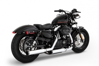 Rinehart Racing 3 Inch Slip-Ons In Chrome With Black Straight End Caps For Harley Davidson 2014-2020 Sportster Motorcycles (500-0400)