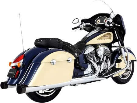 Rinehart Racing 4 Inch Touring Slip-Ons In Chrome With Black End Caps For 2014-2019 Indian Chieftain & Roadmaster Motorcycles (500-0502)