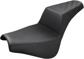 Saddlemen Seat Step Up LS Front With Passenger Lattice in Black For 2018-2023 FXBB Street Bob & FXST Standard Models (818-30-173)
