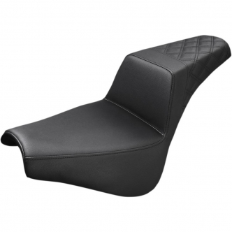 Saddlemen Seat Step Up LS Front With Passenger Lattice in Black For 2018-2023 FXBB Street Bob & FXST Standard Models (818-30-173)
