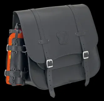 Texas Leather Side Saddlebag in Black Leather Bag With Matte Buckles And One Chuchaqui Drink Bottle With Holder (757027)