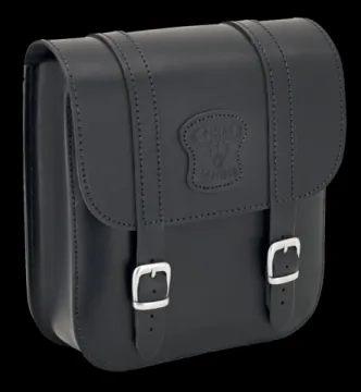 Texas Leather Swing Arm Bag 3.8 Litre in Black Leather With Matte Buckles For 1984-2017 Softail Models (757033)