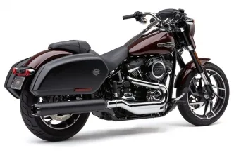 Cobra Dual Cut 4 Inch Slip-On in Black Finish With A Machined Aluminium Dual Cut Tip For 2018-2024 FLSB Softail Sport Glide Models (6521B)