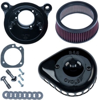 S&S Cycle Air Cleaner Mini Tear Drop Stealth in Black Finish For Harley Davidson 2000-2015 Softail, 1999-2017 Dyna (Excluding 2017 FXDLS), 1999-2007 FLT/Touring Models (170-0442)