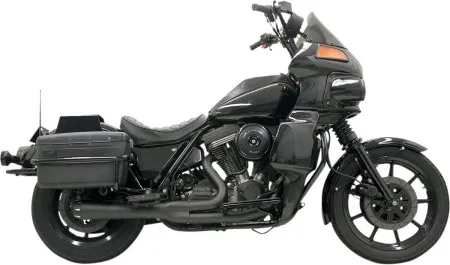 Bassani Short 2-1 Road Rage Exhaust System In Black For Harley Davidson FXR Motorcycles (1FXRFB)