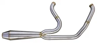 Two Brothers Racing 2-Into-1 Generation II Exhaust In Raw Finish For 2018-2024 Softail Fat Bob, Deluxe, Low Rider / S, Slim, Street Bob & Standard Models (005-4970199)