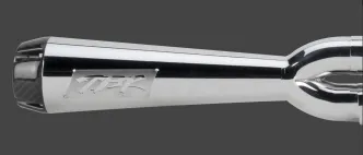 Two Brothers Racing 2-Into-1 Competition-S Exhaust in Polished Finish With Carbon Fibre End Cap For 2018-2024 Sport Glide, Heritage & Low Rider ST Models (005-4960199-PSG)
