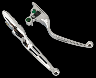 Zodiac Brake & Clutch Lever Set Slotted Style in Chrome Finish For 2015-2017 Softail Models (053574)