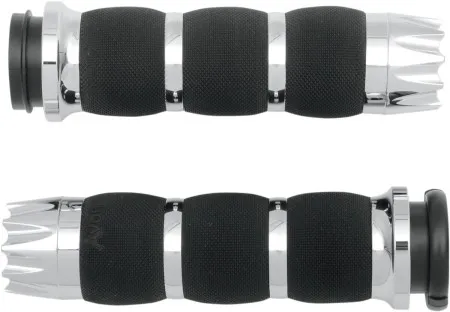 Avon Performance Air Cushioned Excalibur Grips in Chrome Finish For 2008-2024 Harley Davidson E-Throttle Models & 2025 Road King Special/Trike (AIR-90-FLY-EX)