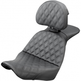 Saddlemen Seat Explorer LS Two-Up Lattice With Backrest in Black For 2018-2023 FXLR/FLSB Models (818-29-030LS)