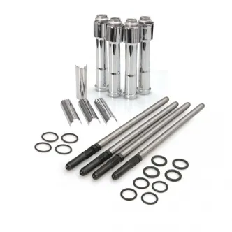 S&S Chromoly Pushrod & Cover Kit Including Adjustment Chromoly Pushrods & Chrome Multiple-Parts Pushrod Covers For 2004-2020 XL, 1994-2002 Buell XB Models (930-0024)