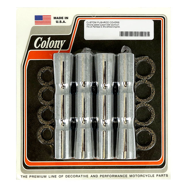 Colony Ribbed Lower Pushrod Cover Set For 48E79 B.T In Chrome