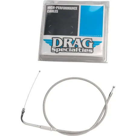Drag Specialties 32.5 Inch Braided Stainless Steel Idle Cable For 83 FLHT/FLHTC - Replaces 56323-81C (5340100B)
