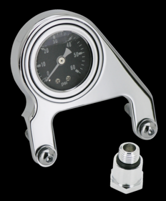 Zodiac Rocker Box Mounted Oil Pressure Gauges in Chrome Finish For 1984-1999 Evolution Big Twins Models (169329)