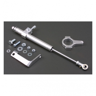 DOSS Steering Damper Kit in Silver Aluminium Finish For 1993-2005 FXDWG Models (ARM700059)