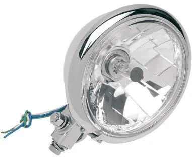 Drag Specialties 14.5cm (5 3/4 Inches) Diamond Style Bottom Mount Headlight Assembly In Chrome With Clear Lens For Harley Davidson Springer Motorcycles (2001-1116)