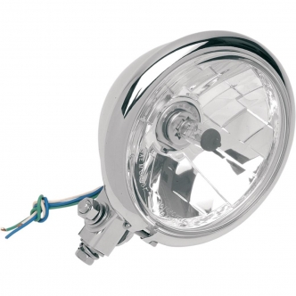 Drag Specialties 14.5cm (5 3/4 Inches) Diamond Style Bottom Mount Headlight Assembly In Chrome With Clear Lens For Harley Davidson Springer Motorcycles (2001-1116)