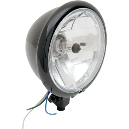 Drag Specialties 14.5cm (5 3/4 Inches) Diamond Style Bottom Mount Headlight Assembly In Gloss Black With Clear Lens For Harley Davidson Springer Motorcycles (2001-1123)