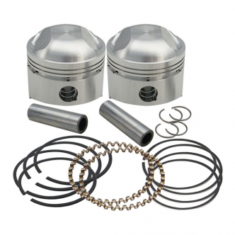 S&S Standard Size 3-7/16 Inch Bore 8:1 CR Piston Kit For 1941-1978 1200CC/74 Inch Knuckle, Pan, Shovel Models (106-5495)