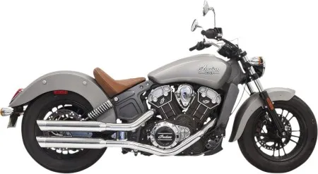 Bassani 3 Inch Slip On Mufflers In Chrome With Chrome Slash-Cut End Caps For 2015-2016 Indian Scout (8S17SC)