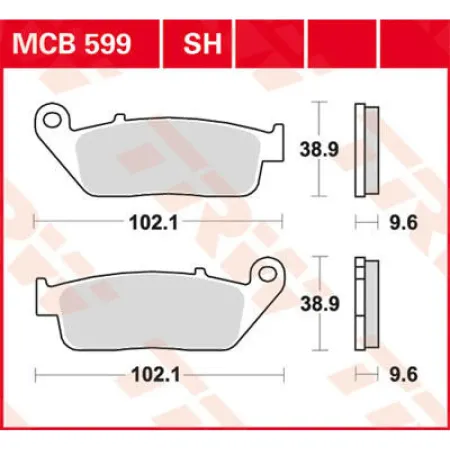 TRW SH SInter Performance Street & Road Tracks Rear Brake Pads For 2011-2016 Indian Models (MCB599SH)