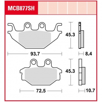 TRW SH Sinter Performance Street & Road Tracks Rear Brake Pads For 2016-2017 Indian Scout Models (Cast Wheel/Nissin Calipers/Toso Calipers) (MCB877SH)