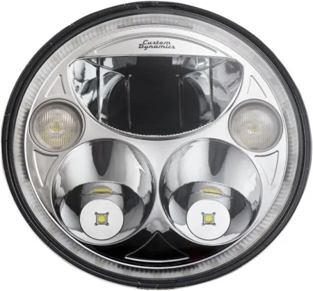 Custom Dynamics Chrome 7 Inch Round TruBeam Headlamp For 2014-2019 Indian Chief & Springfield Models (CDTB-7-I-C)