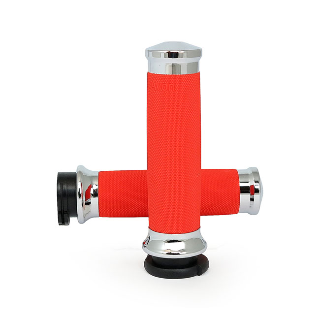 Avon Grips Custom Contour Grips In Chrome With Orange Rubber For 1974