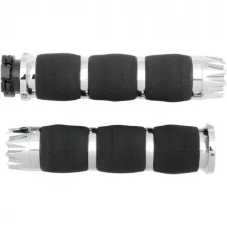Avon Grips Air Cushioned Excalibur Grips In Chrome Finish For Metric Touring Motorcycles (MT-AIR-90-CH-EX)