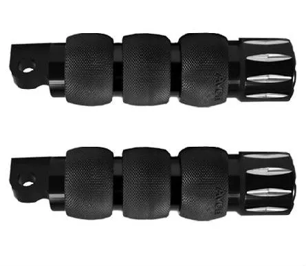 Avon Air Cushioned Rival Folding Footpegs With Male Mounts In Black Anodised Finish (FP-AIR-90-AN-RI)